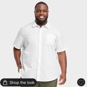Men’s big and tall short sleeve button down shirt - white 4XL
